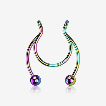 Colorline Clip On Non-Piercing Fake Horseshoe Hoop Ring